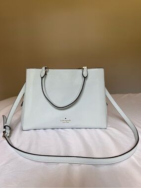 Kate Spade Light Blue Pebbled Leather Satchel with Strap